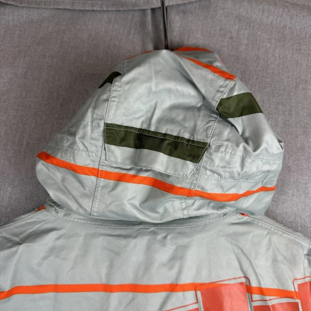 FOURSQUARE Burton Snowboard Coat Men's M Hood Microshield Ski ski green stripes